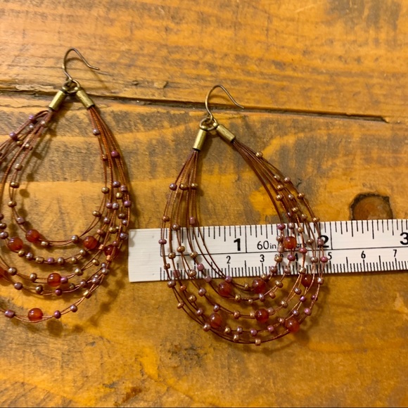 Boho Bronze Beaded Teardrop Statement Earring Set - Picture 3 of 11